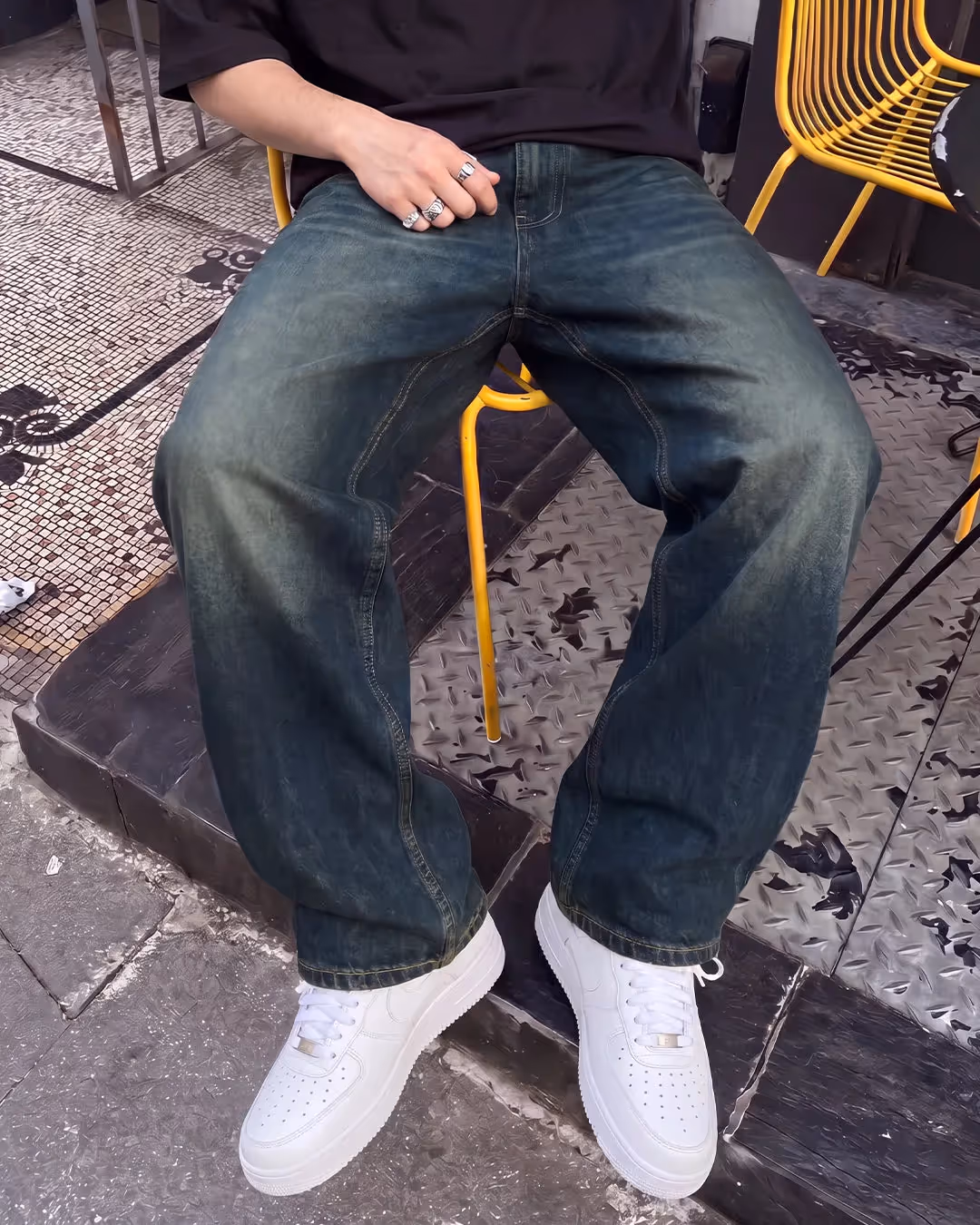 Void Blue Panel Baggy Jeans  image 3