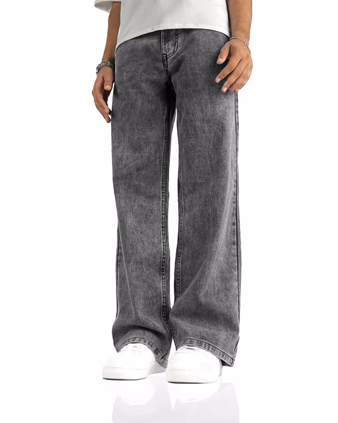 Washed Grey Straight Cut Jeans image 1