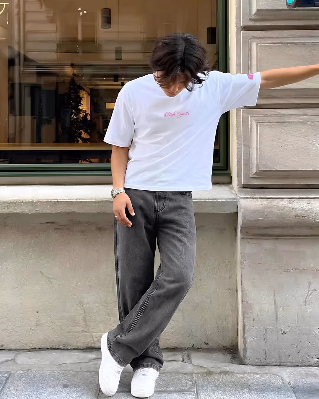 Washed Grey Straight Cut Jeans image 3
