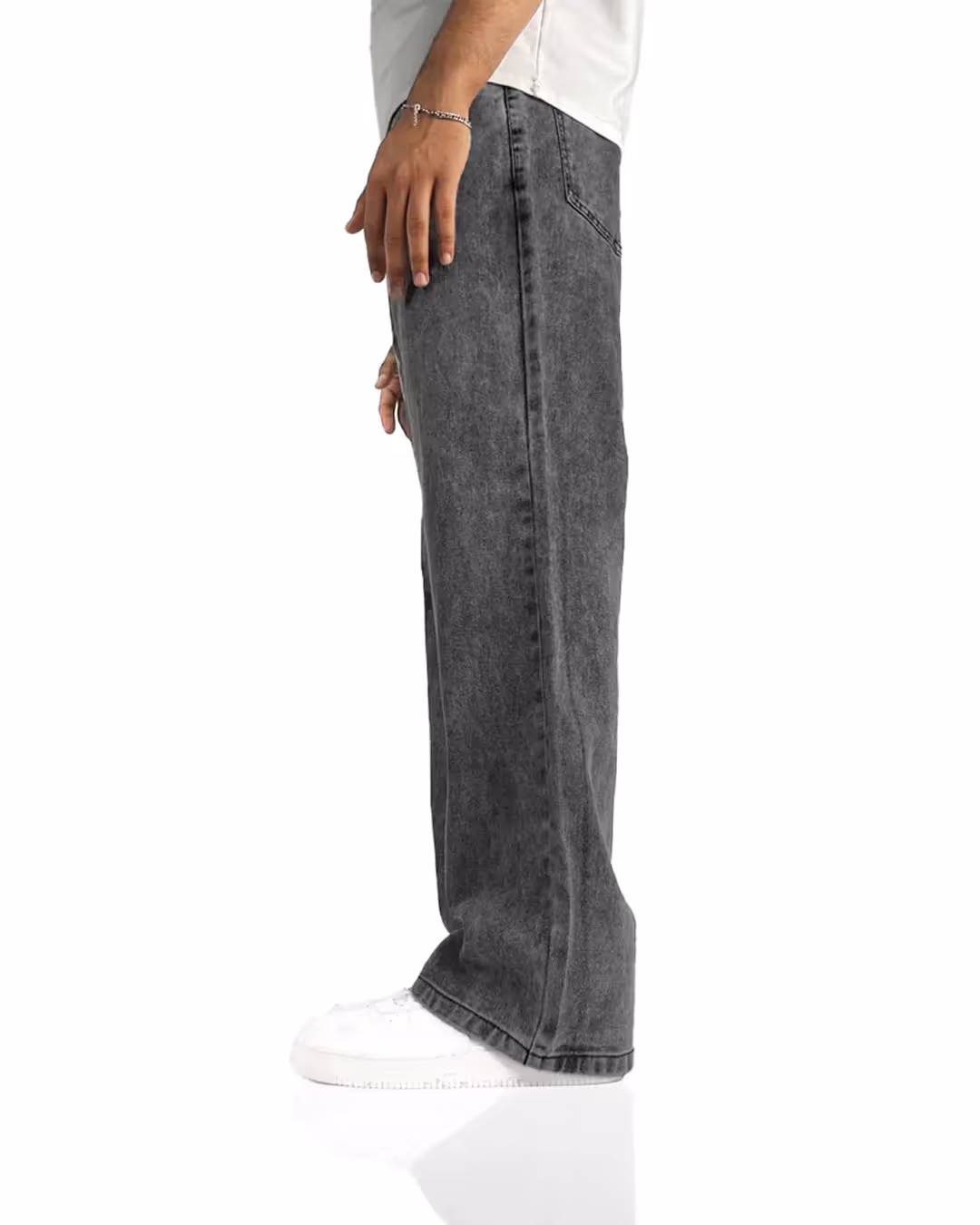 Washed Grey Straight Cut Jeans image 6