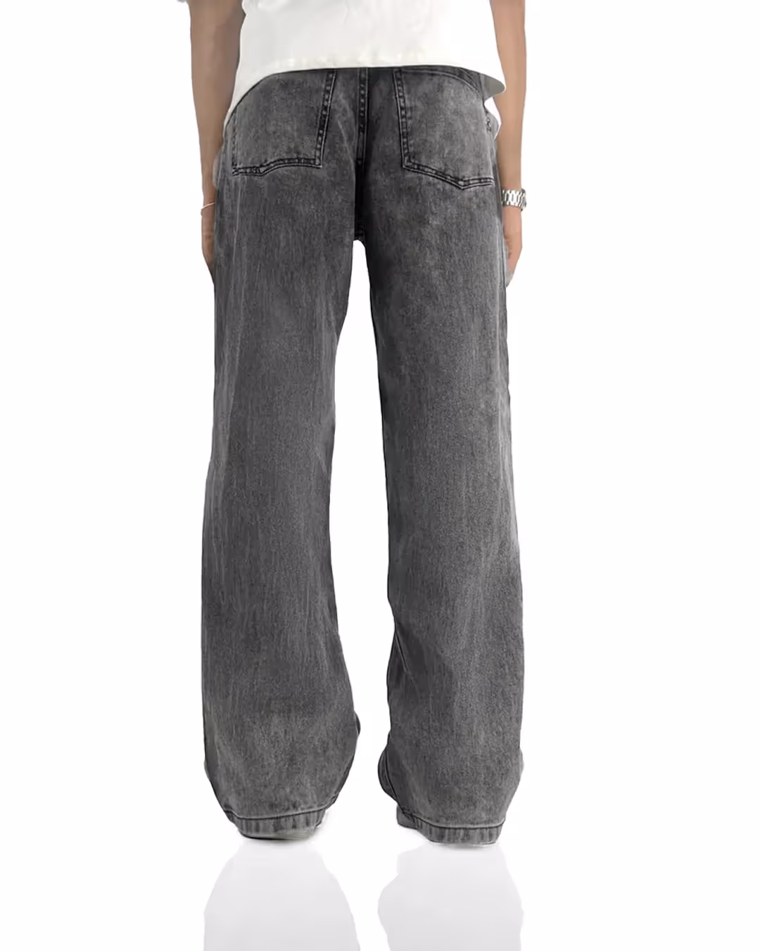 Washed Grey Straight Cut Jeans image 7
