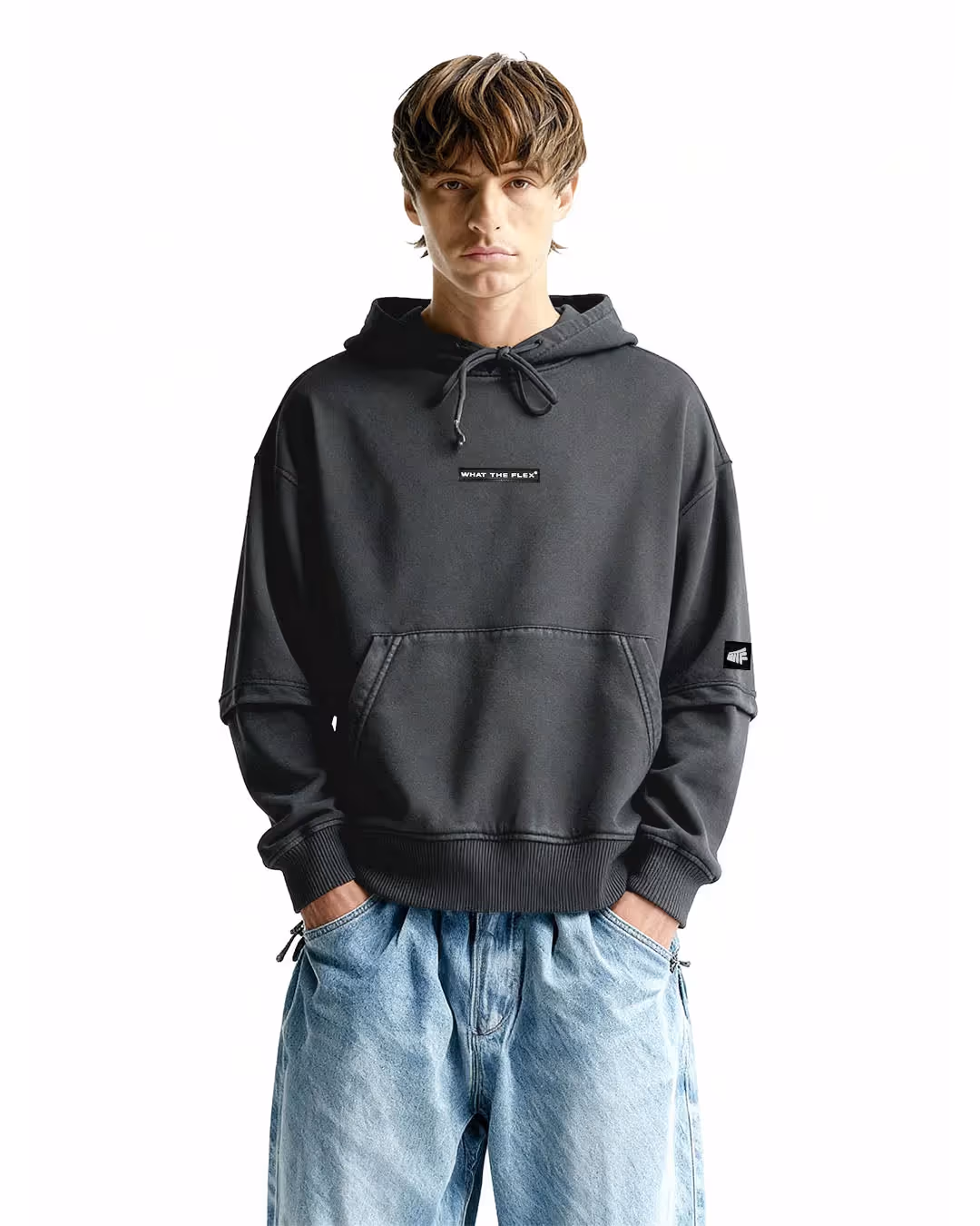 Washed Out Black Boxy-Fit Hoodie image 1