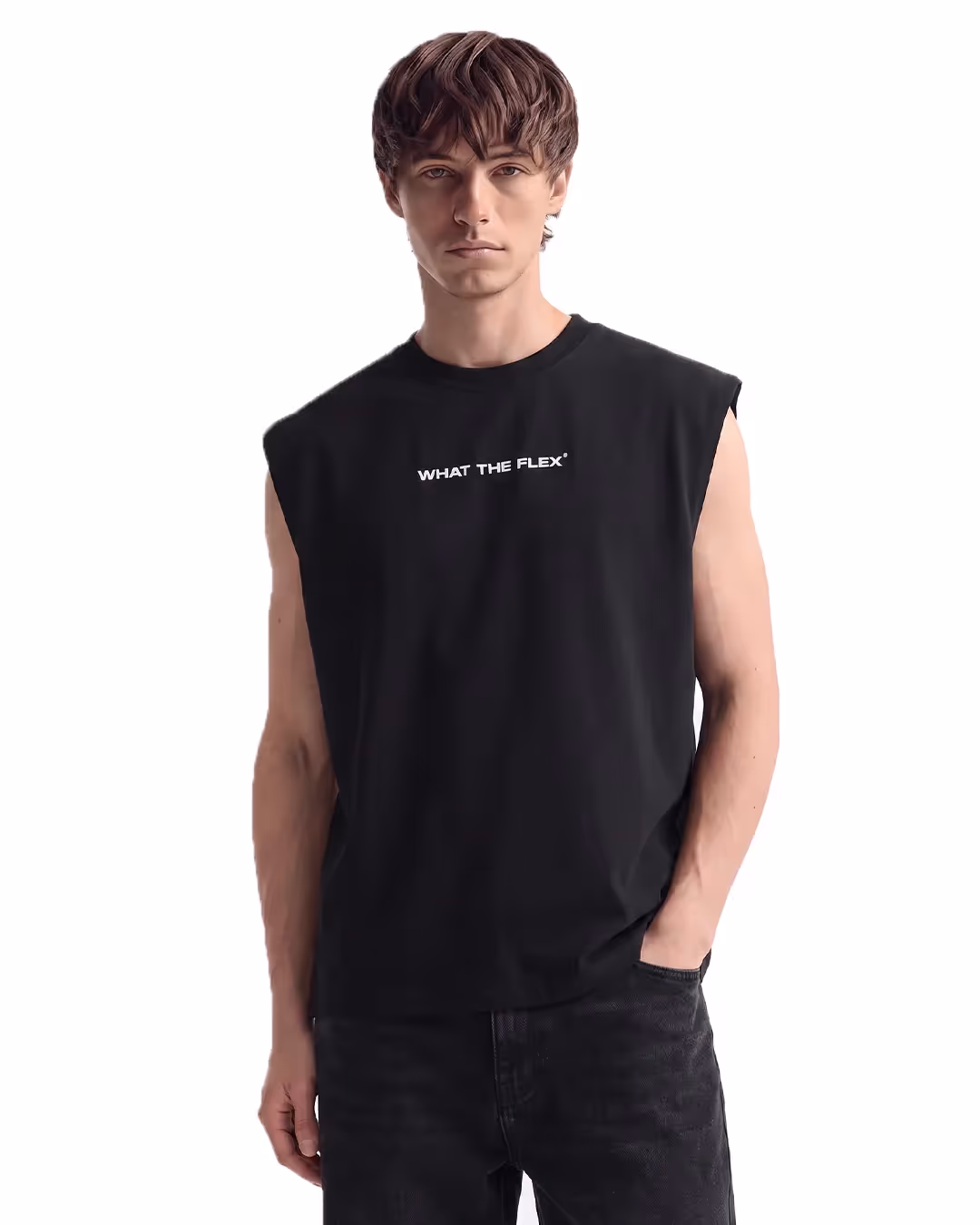 Worldwide Black Cotton Boxy Vest image 1