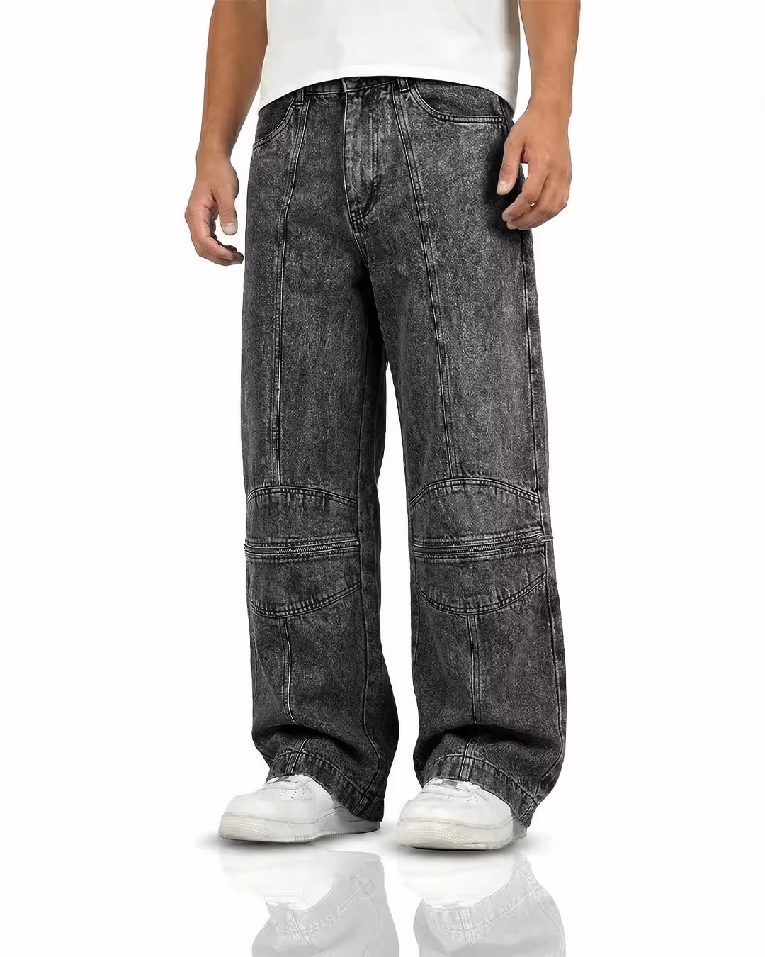 Zipper Denim Baggy Jeans image 1