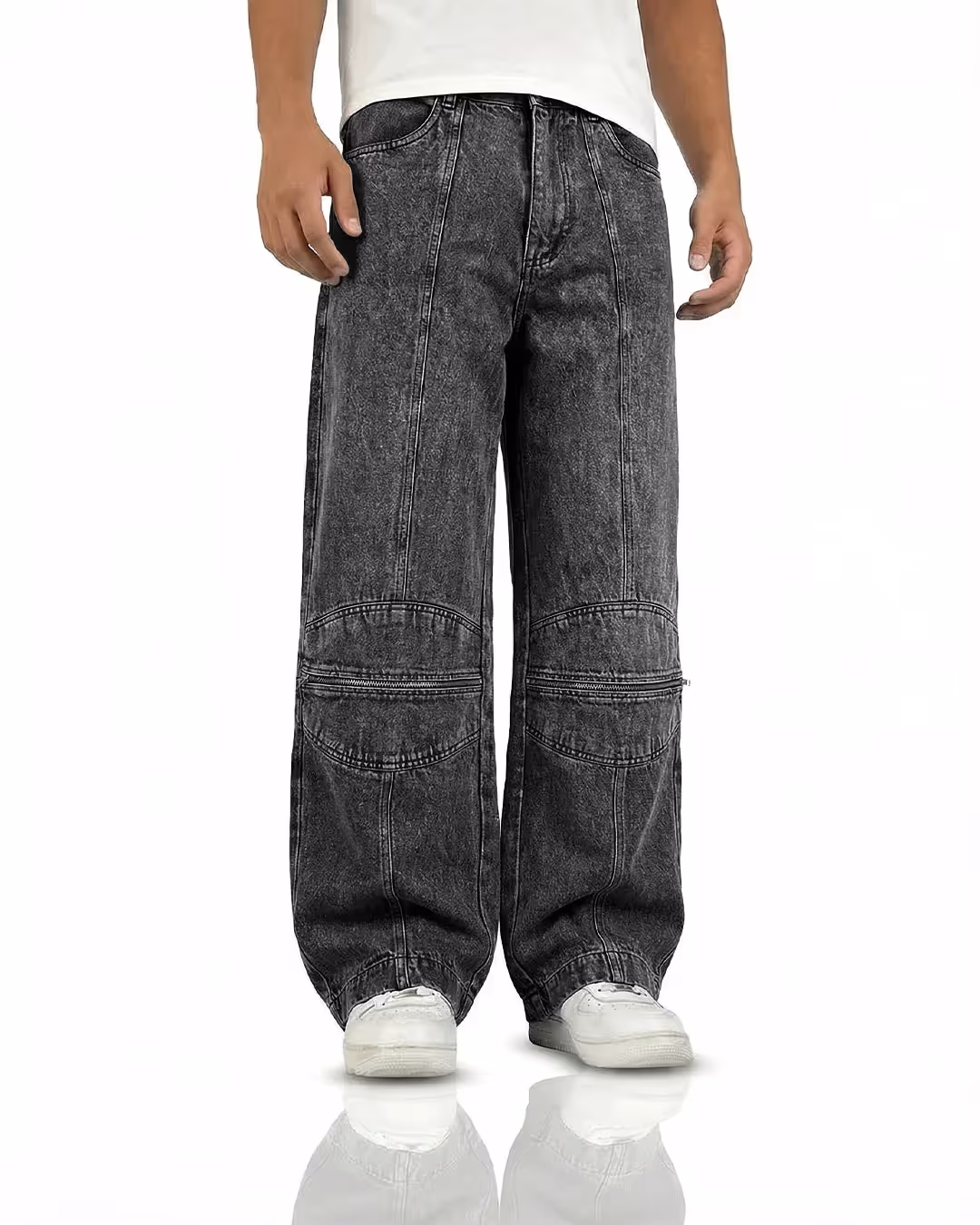 Zipper Denim Baggy Jeans image 2