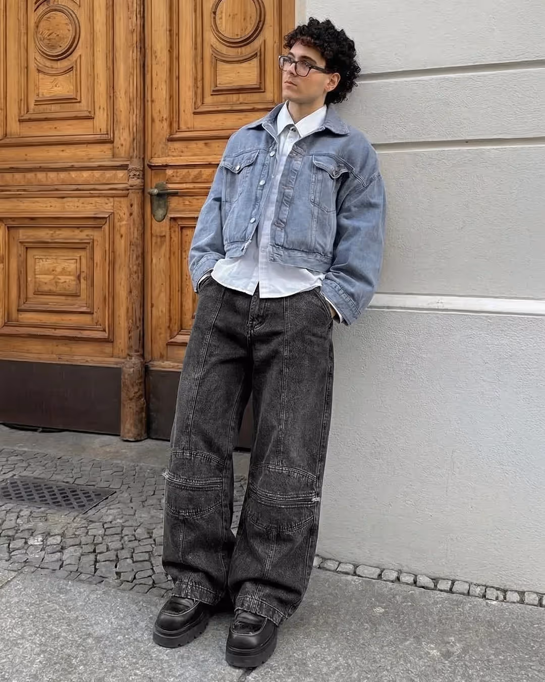 Zipper Denim Baggy Jeans image 3