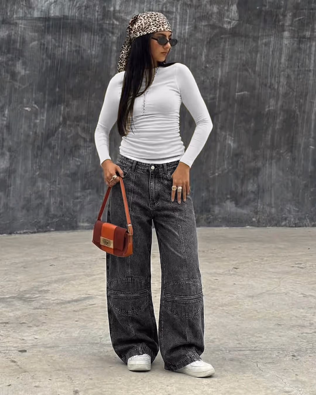 Zipper Denim Baggy Jeans image 6