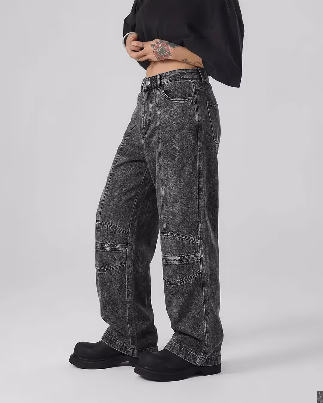 Zipper Denim Baggy Jeans image 8